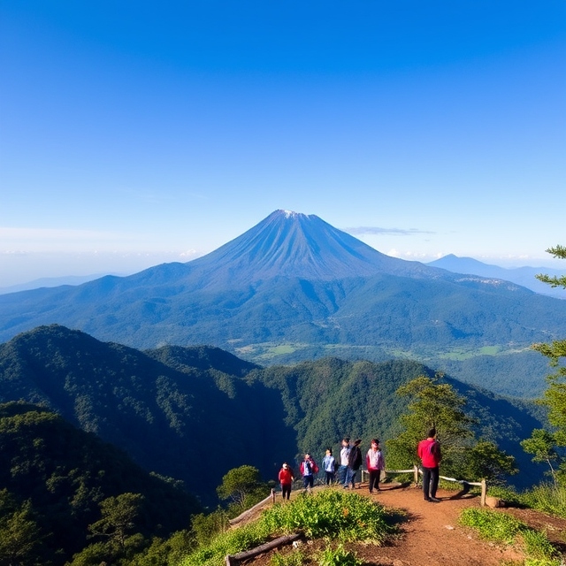 Mount Kinabalu in Sabah with scenic forest views.